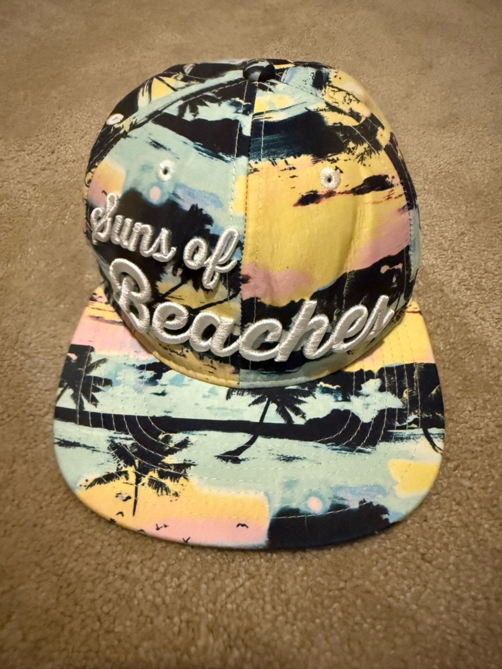 Suns of Beaches Tropical Snapback Hat - Pastel Yellow, Teal, Black